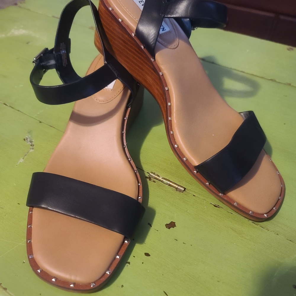 Nordstrom Black and Tan Wedge Sandals